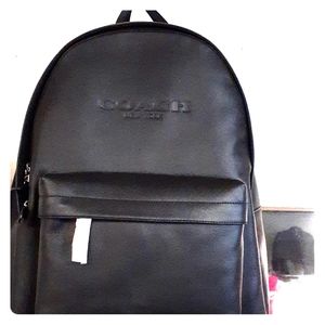Coach black leather backpack